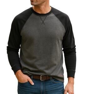 Tommy Bahama Men’s XL Gray Black Long Sleeve Raglan Shirt Pullover Lounge Top